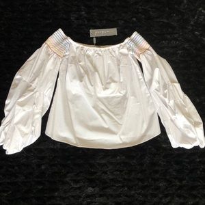 Greysn Off Shoulder White Puff Balloon Sleeve Top XS